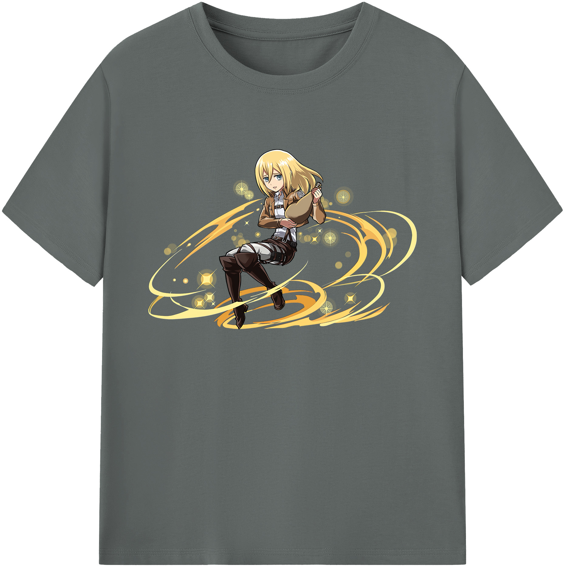 （画像用） 進撃の巨人 クリスタ·レンズ Attack on Titan Christa Lenz 綿100％ メンズ半袖Tシャツ｜肌触りやわらか＆通気性